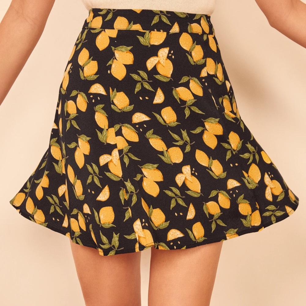 Reformation Flounce Skirt in Lemon Drop 0
